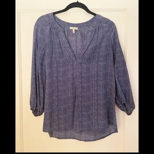 Joie blue/white silk top